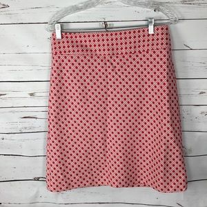 Talbots Red & White Patterned Skirt. Size 6P
